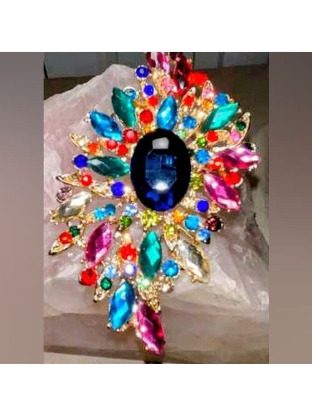 Rhinestones Large Statement Brooch ,New - Picture 3 of 4